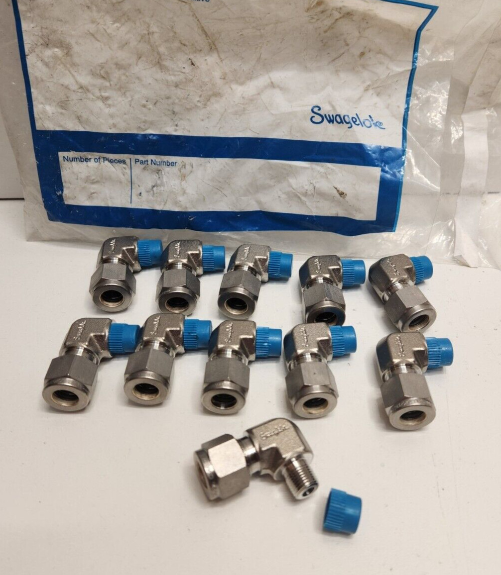 LOT OF 11 NEW OLD STOCK! SWAGELOK 3/8″ TUBE X 1/8″ MNPT ELBOWS SS-600-2-2