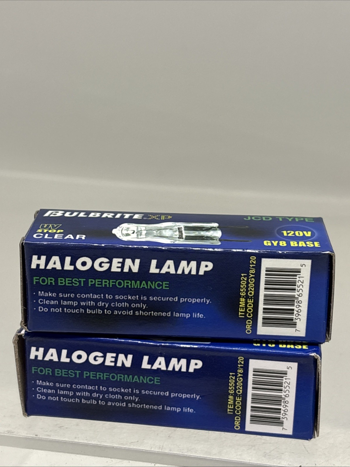 2 X JCD Type GY8 Base 120V UVstop Clear Halogen Lightbulb (B21