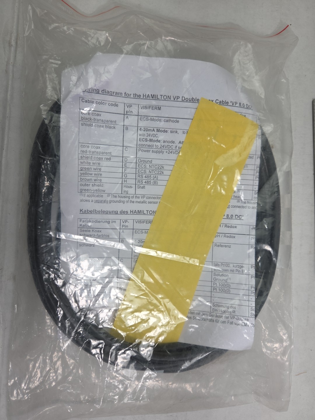 HAMILTON 355218 Sensor Cable VP 8.0 DC 3 meter