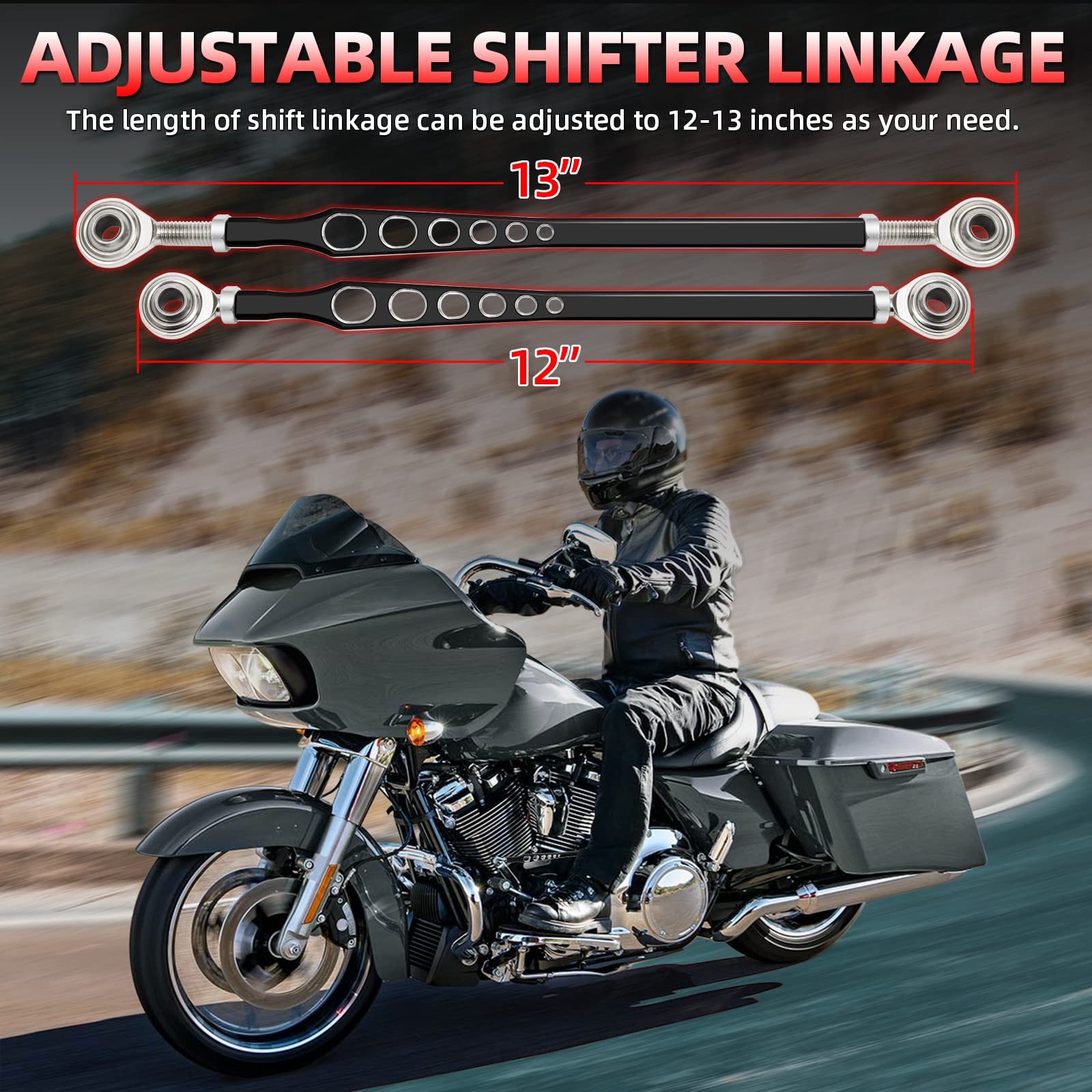 Black Gear Shift Linkage Compatible for Harley Softail Touring Electra Street…