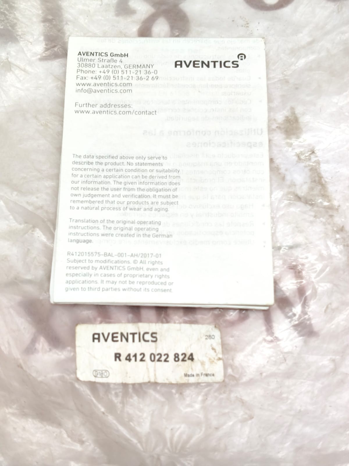 Aventics R412022824 Emerson AV05-4VP-AES-4VP Extension Kit Base Plate NEW OEM