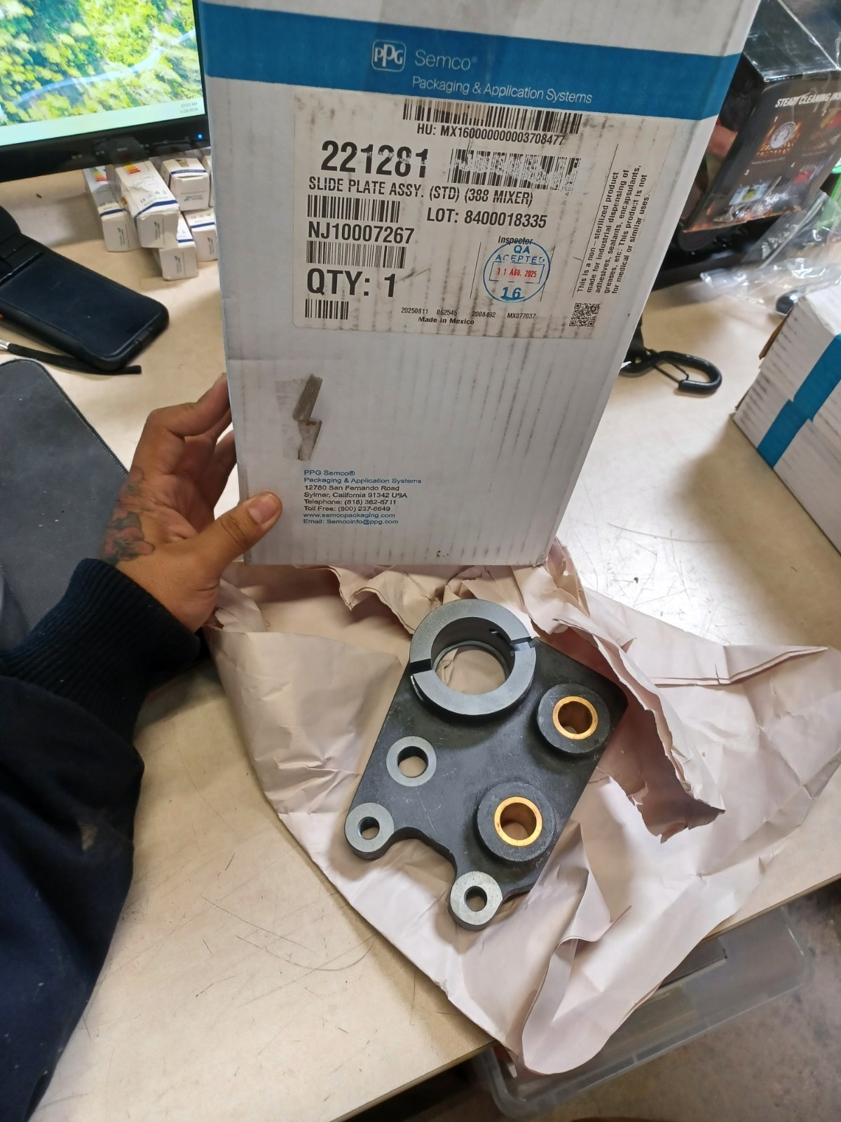 PPG Semco 221281 Model 288 Slide Plate Assembly