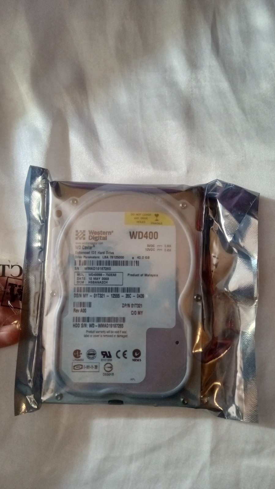 Western Digital WD Caviar WD400BB-75DEA0 40GB Enhanced IDE Hard Drive Sealed