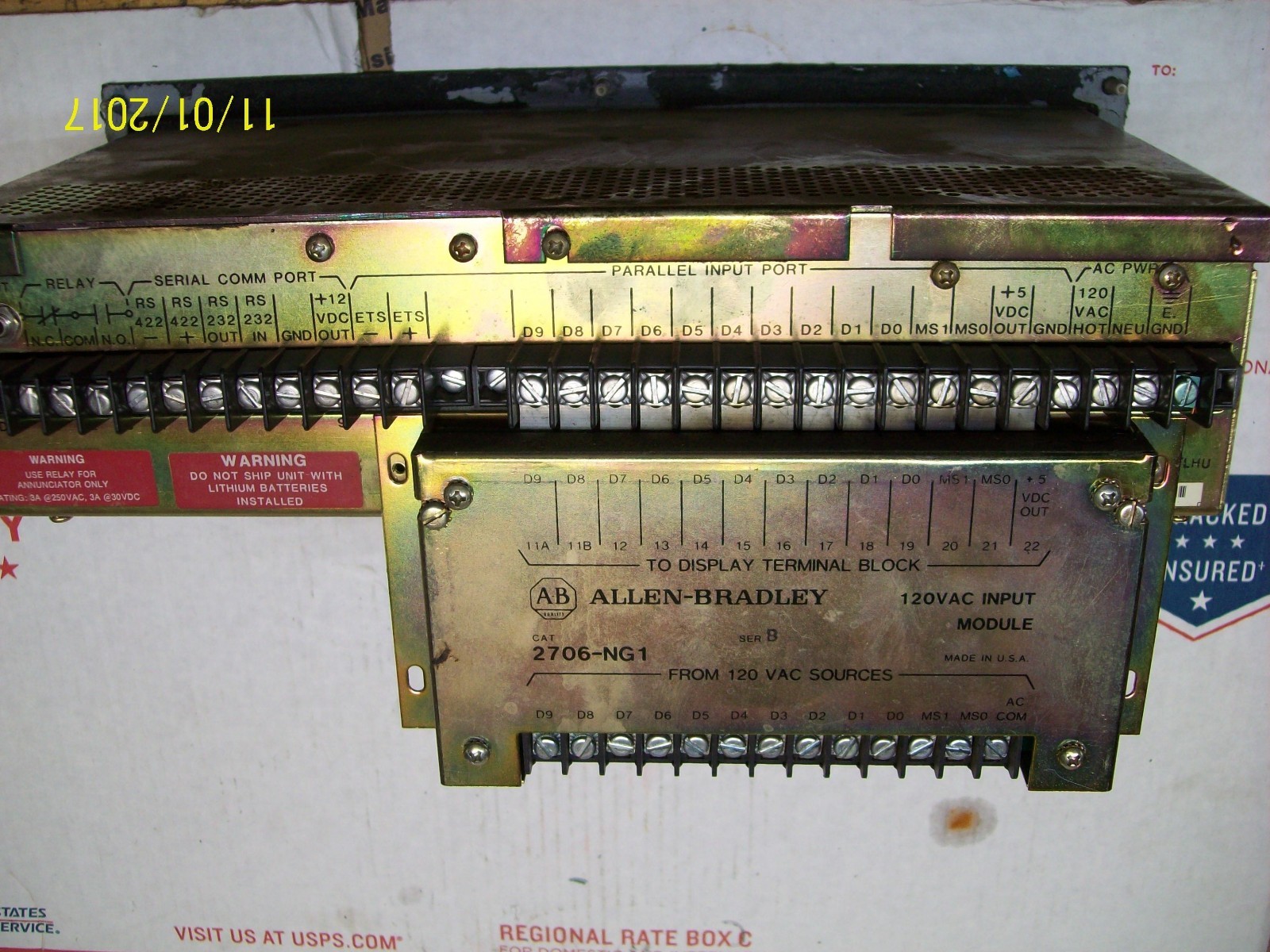 ALLEN BRADLEY DL20 DISPLAY 2706-B11J16 with INPUT CONVERTER 2706-NG1