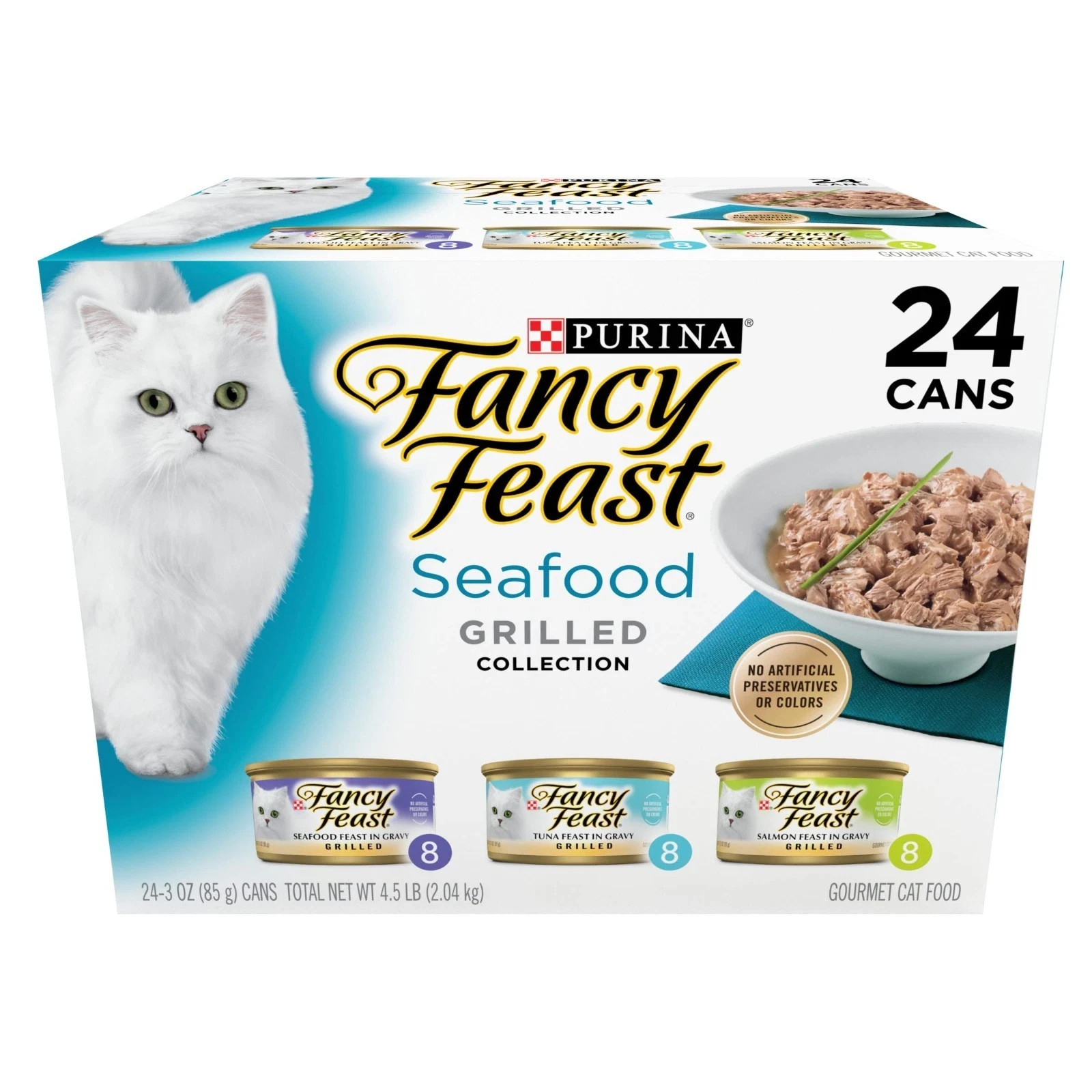3 pack Purina Fancy Feast Grilled Kitten Food, Wet Cat Food, Seafood, 3oz,24cans