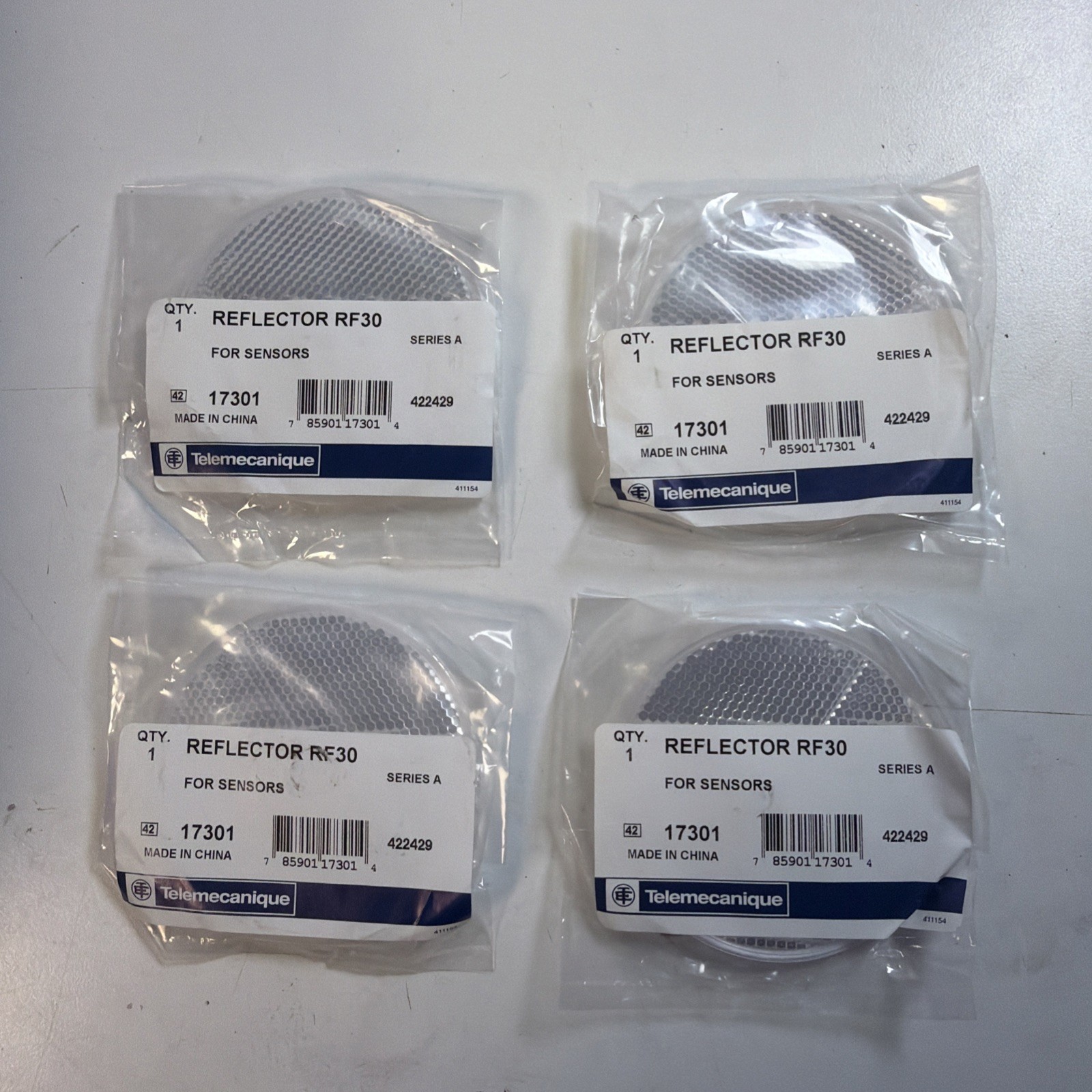 Lot of 4 Telemecanique Reflectors RF30 For Sensors 3 Inch Diameter New Old Stock