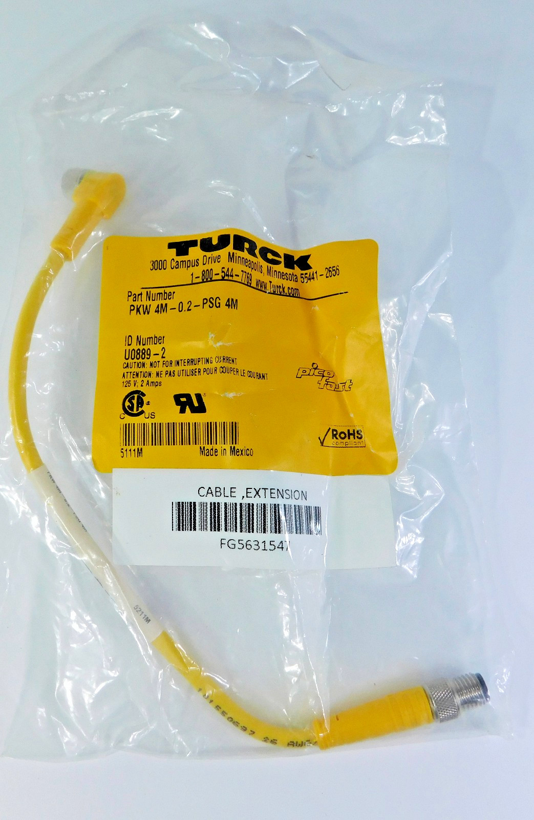 Turck PKW 4M-0.2 PSG 4M Cordset U0889-2