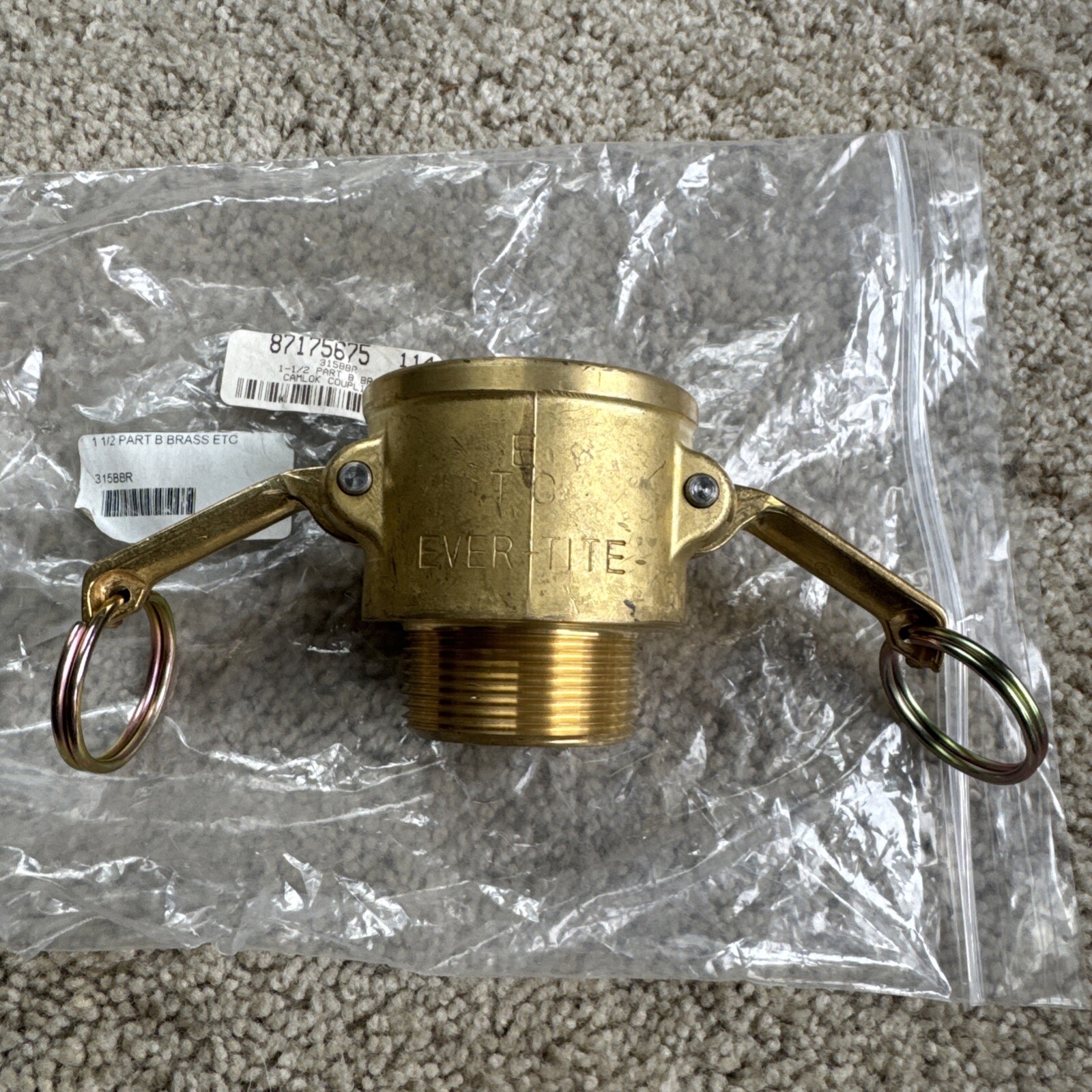 EVER-TITE 1-1/2” Part B Brass Camlok Coupling