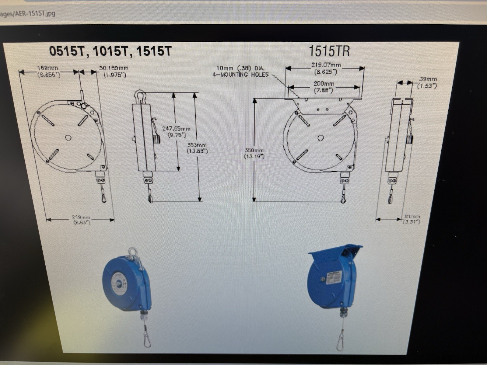 1301760004 Aero-Motive Torque Reel 1515T 15lbs 6.8kg 15 Feets Tool Balancer