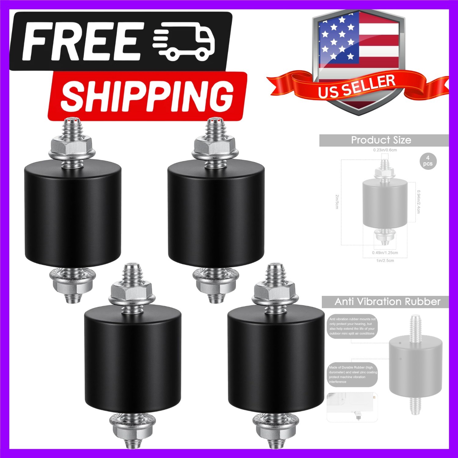 4 Pack 25x25mm M6 , Rubber Isolator Mounts, Rubbers Mount Shock Absorber, Ant…