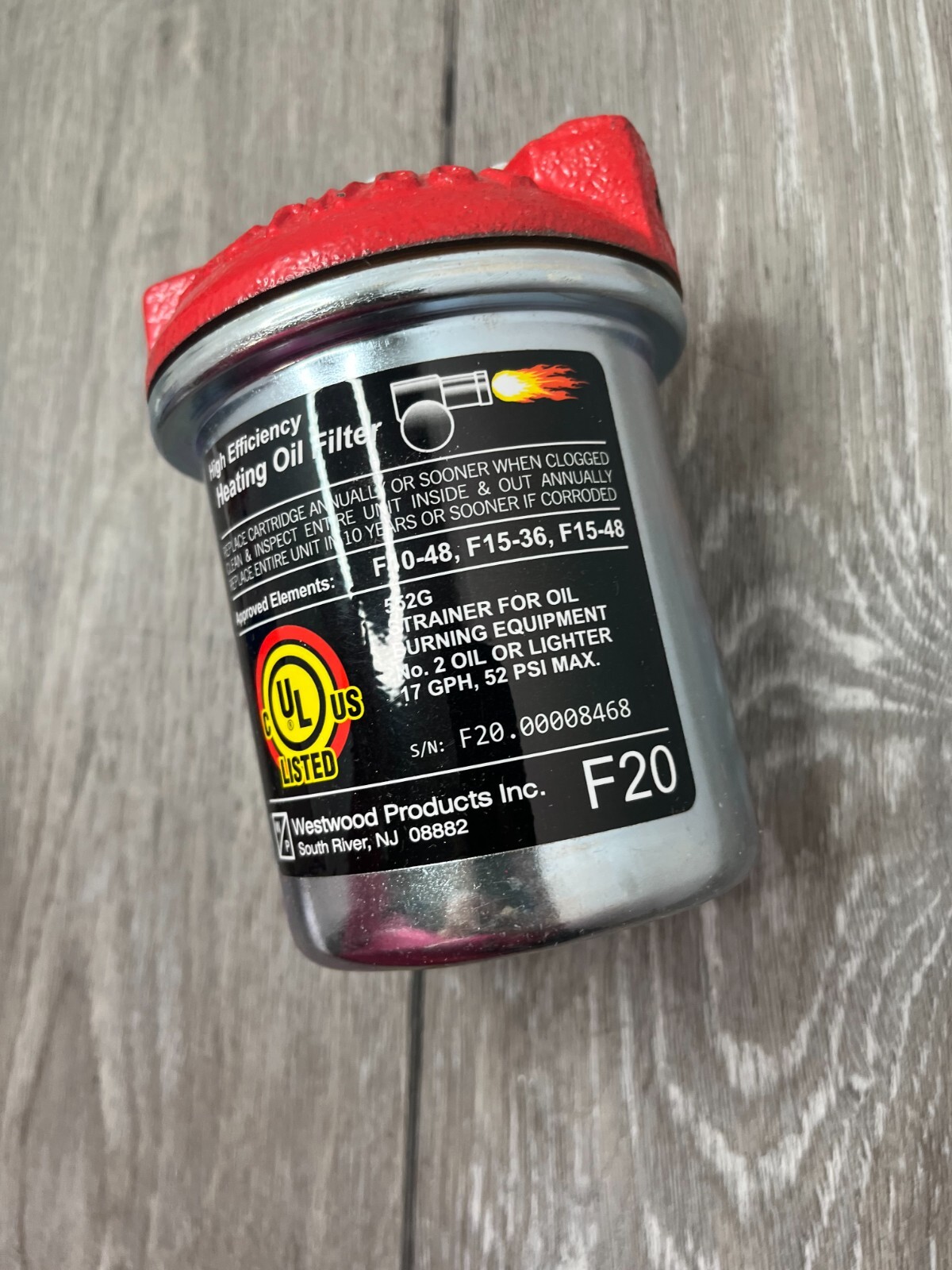 Westwood F20 F-20 Oil Filter Cast Iron Top Pure-Oil Element, Beatup Box