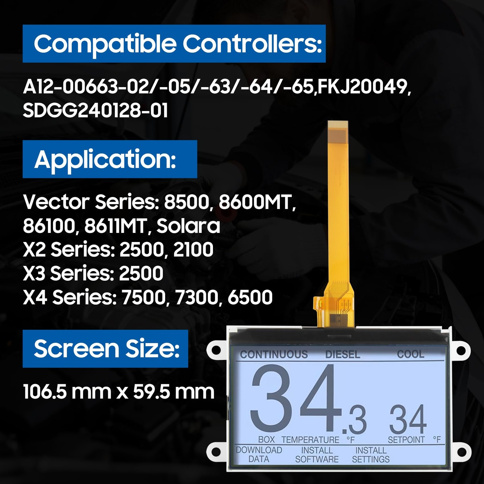 4.2″ LCD Display for Carrier Transicold X4 7500 7300 X3 2500 Vector 8500 8600MT