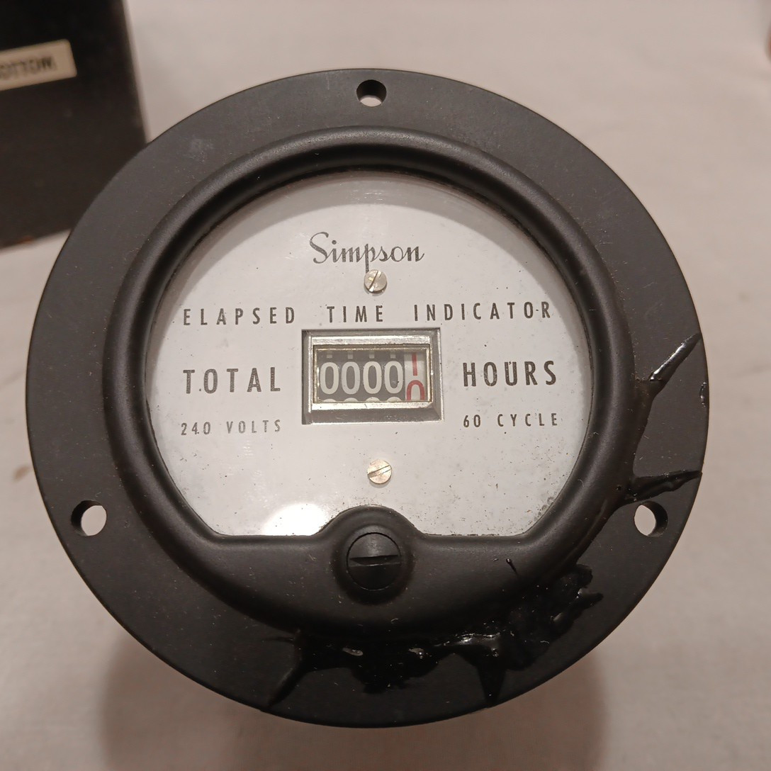 NEW OLD STOCK SIMPSON 120V PANEL MOUNT 55ET ELAPSED TIME INDICATOR 60 CYCLE