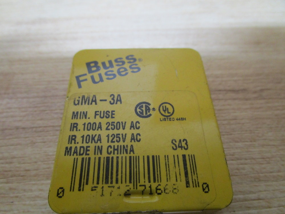 Buss GMA-3A Cooper Bussmann Fuse Cross Ref 6F103 Fine Wire (Pack of 10)