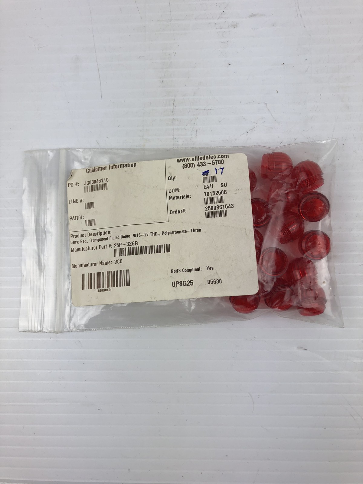 Chicago Miniature Red Lens 25P-326R Fluted Dome 9/16-27 (Lot of 17)