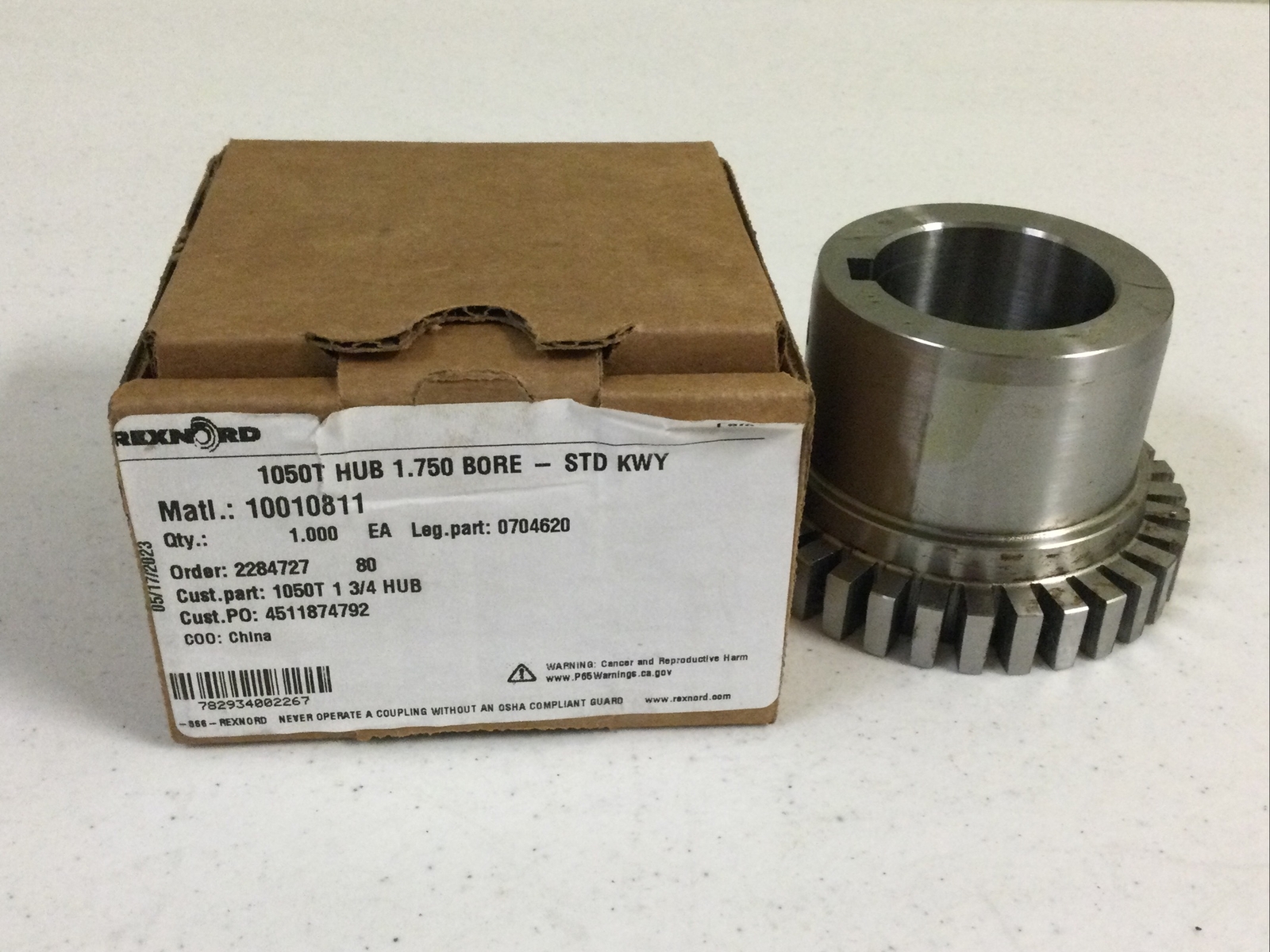 NEW, REXNORD 1050T-1.750”BORE GRID COUPLING HUB 10010811, 0704620, FREE SHIP