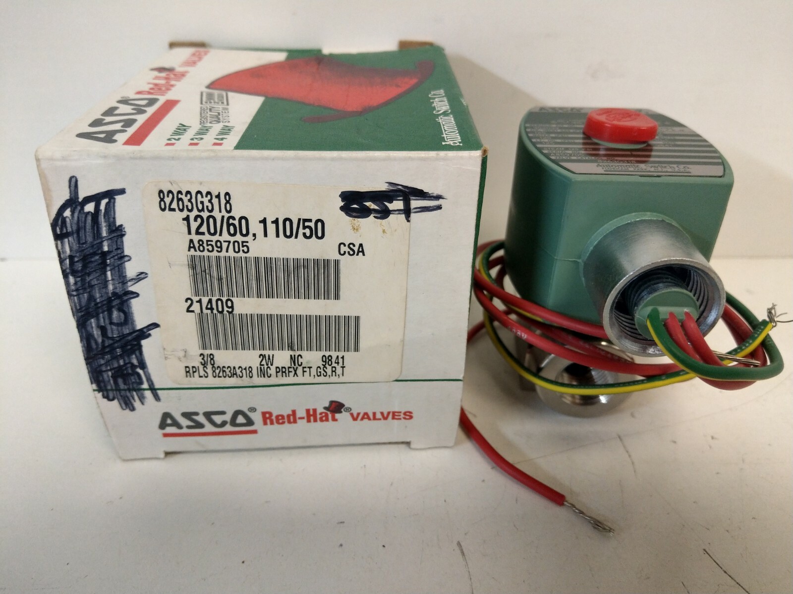 NEW IN BOX! ASCO 110/120V 3/8″ SOLENOID VALVE 8263G318