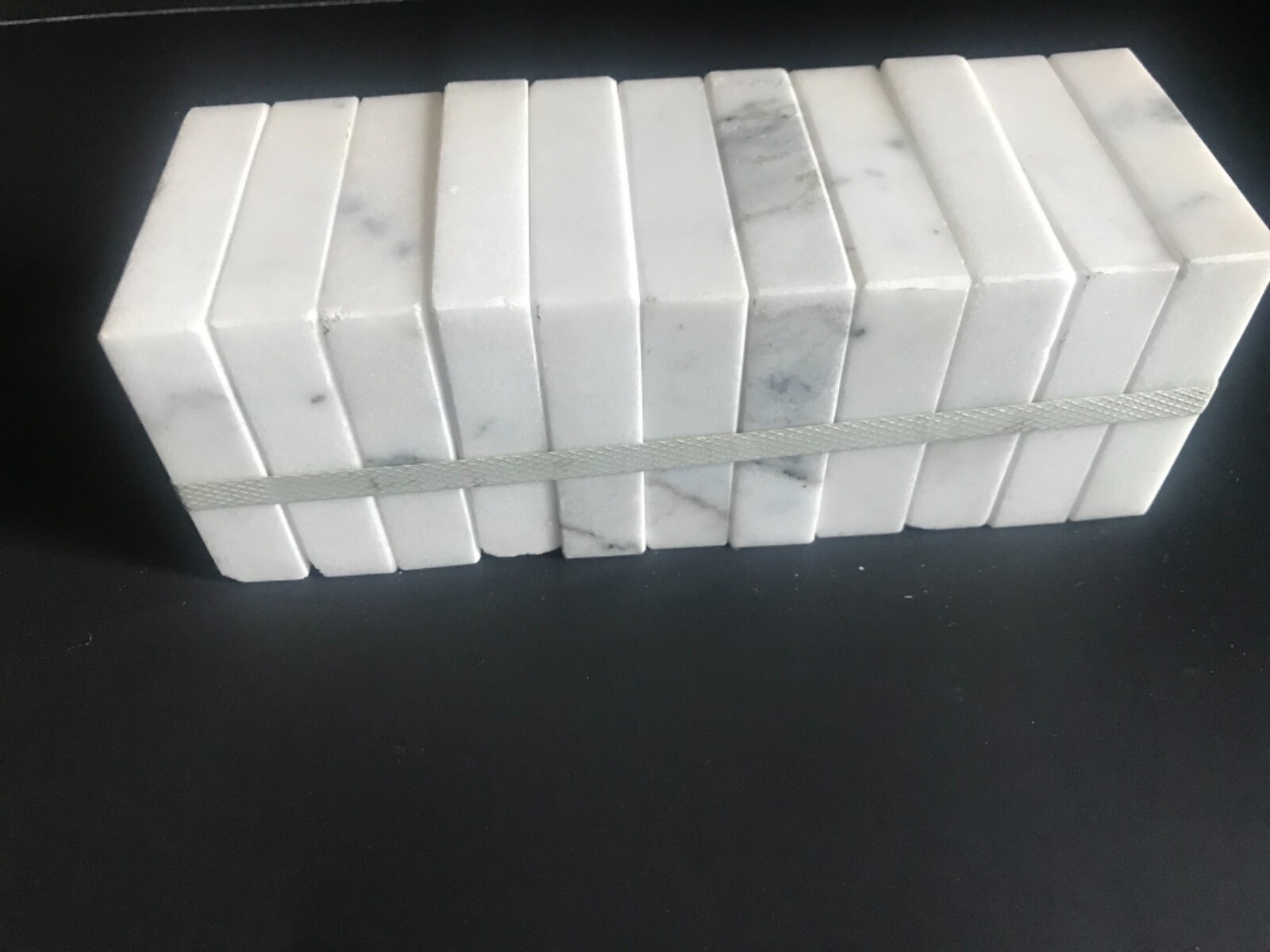 22 Count – 3X3x1 Marble Bases Trophy Bases Countersunk Holes White w/ Gray Veins