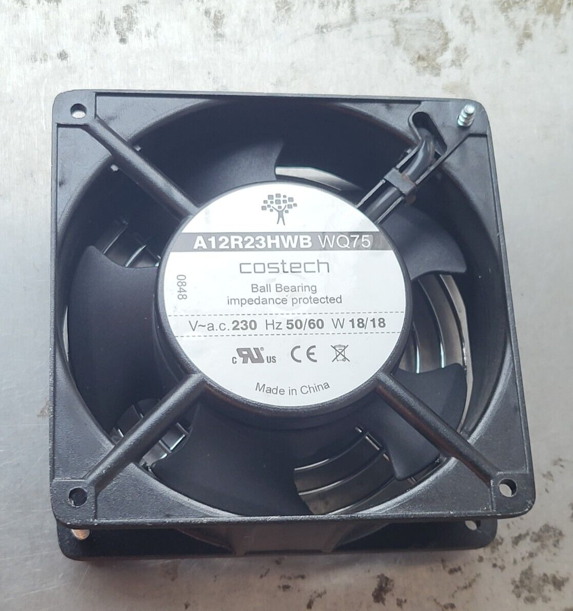 COSTECH A12R23HWB WQ75 230VAC 18/18W 50/60HZ BALL BEARING COOLING FAN (R5S3.2)