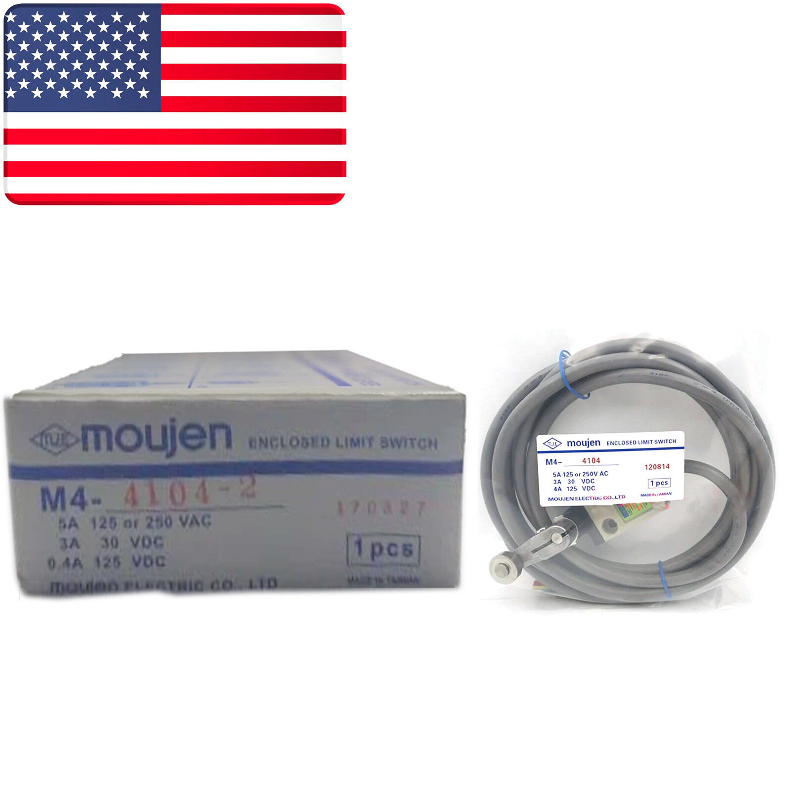 ONE New In Box MOUJEN M4-4104 Limit Switch 5A 125 / 250 VAC – US Stock