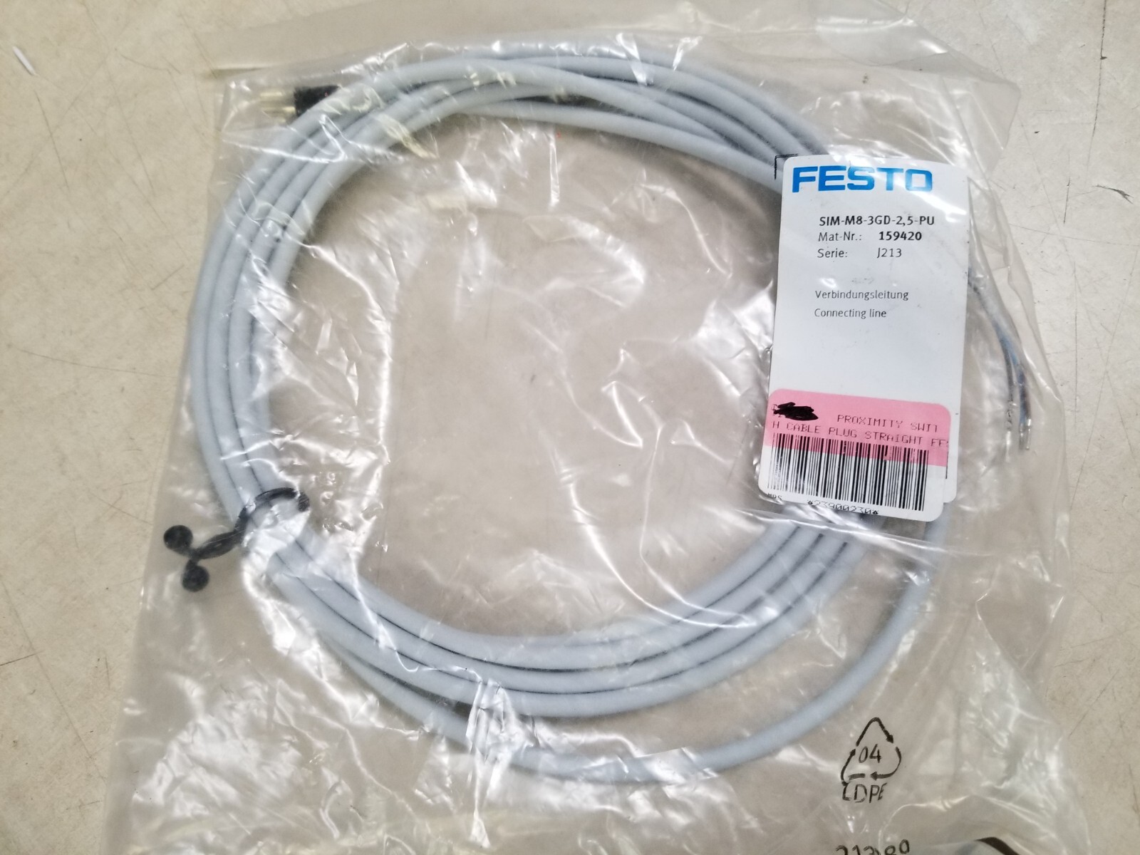 Festo 159420 Cable SIM-M8-3GD-2.5-PU 2,5