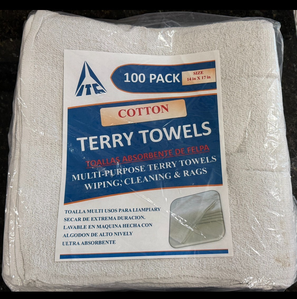 300 Count Terry Towels Ideal For Cleaning Polishing Rags 14″ x 17″ (4 Packs)