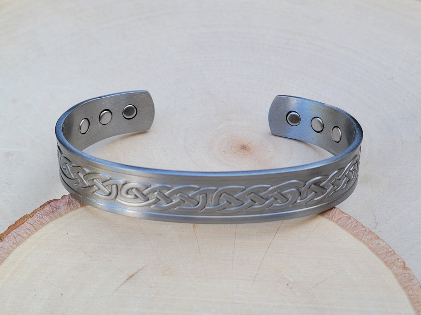 Solid Copper Magnetic Bracelet Silver Plated Pure Copper Cuff Celtic Knot