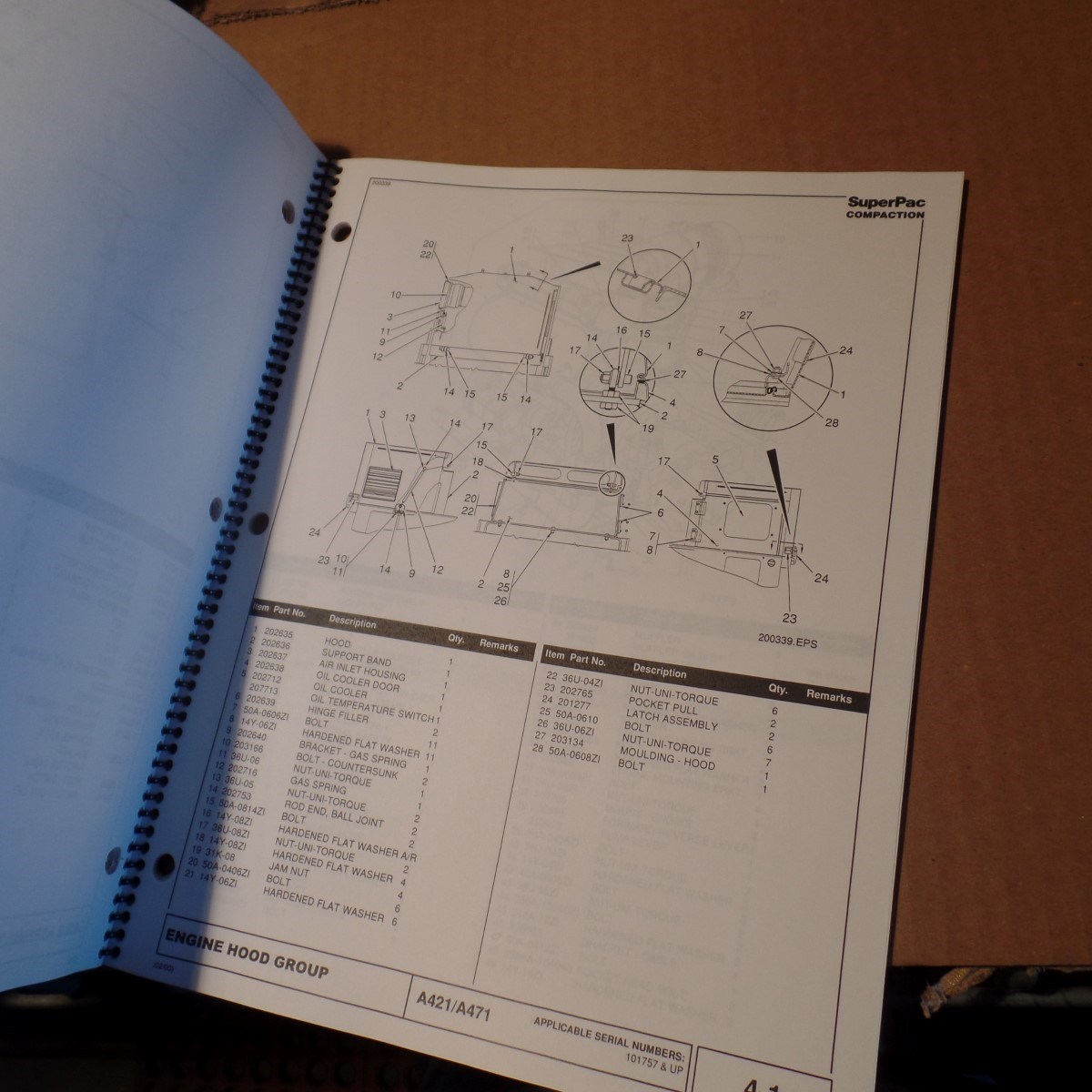 SUPERPAC COMPACTION MODEL A421 / A471 PARTS MANUAL, A-421, A-471, PARTS BOOK