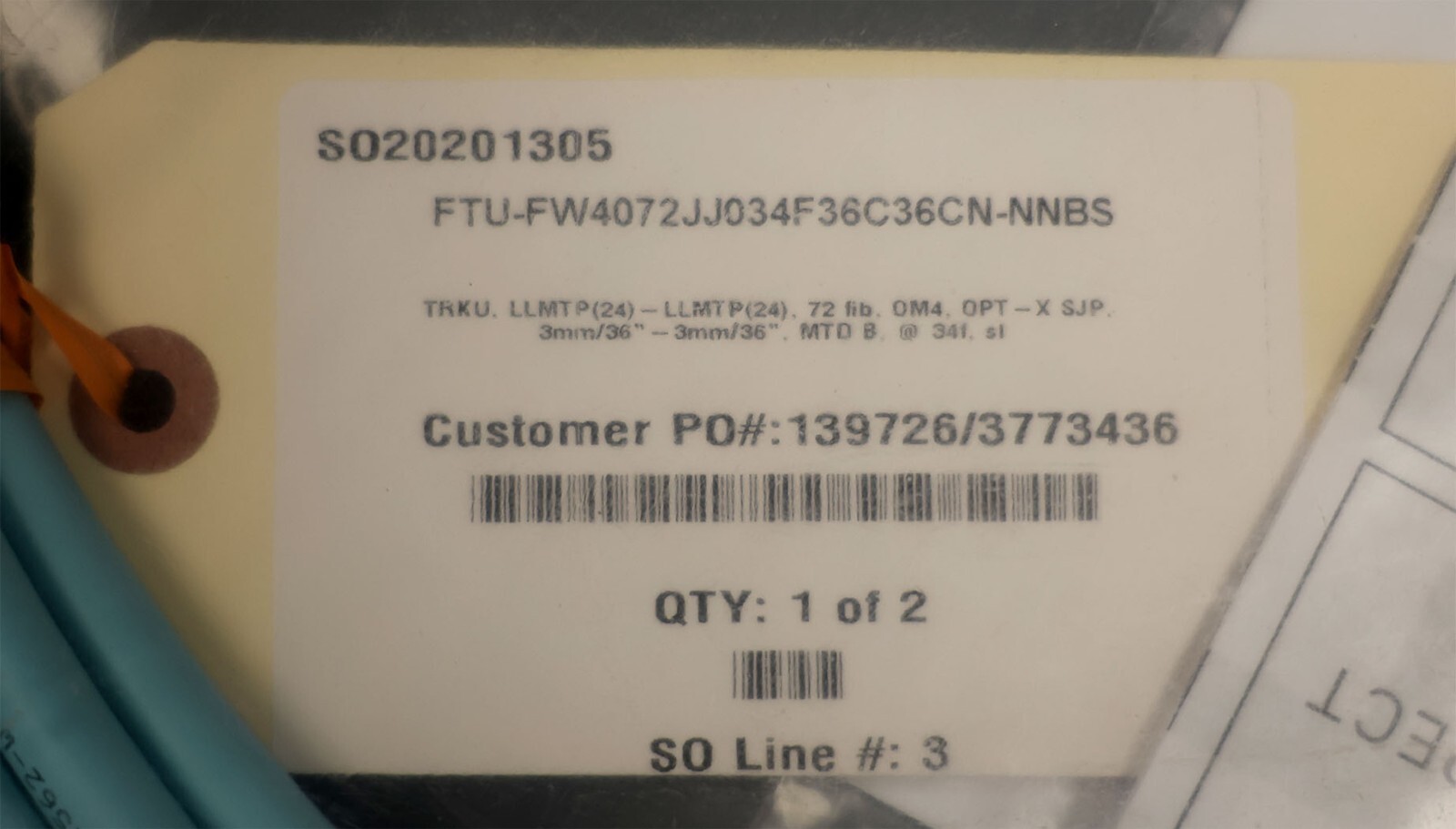 Leviton FTU-FW4072JJ034F36C36CN-NNBS OPT-X Unity Ultra-Low Trunk Cable New