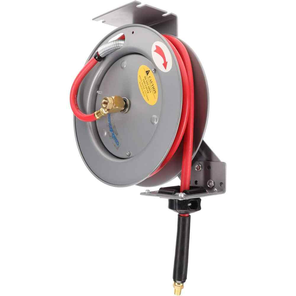 PRO SOURCE Spring Retractable Hose Reel with 3/8″ ID x 25′ Long Hose: 3/8″ NP…
