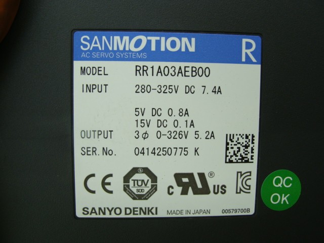 SANYO DENKI SANMOTION SERVO DRIVE RR1A03AEB00 280-325VDC 7.4A