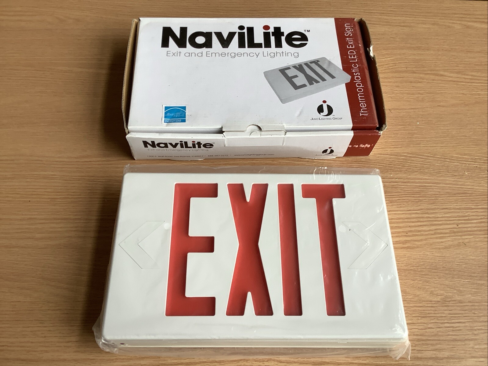 1 NEW NAVILITE NXPB3RWH THERMOPLASTIC LED EXIT SIGN NIB