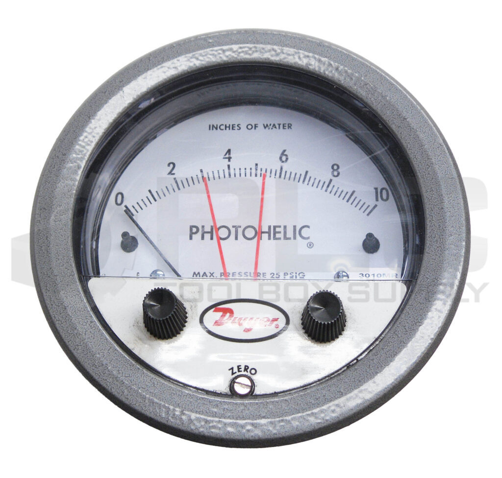 DWYER 3000MR PRESSURE GAUGE 0-10″ 25 PSIG 24VDC1A