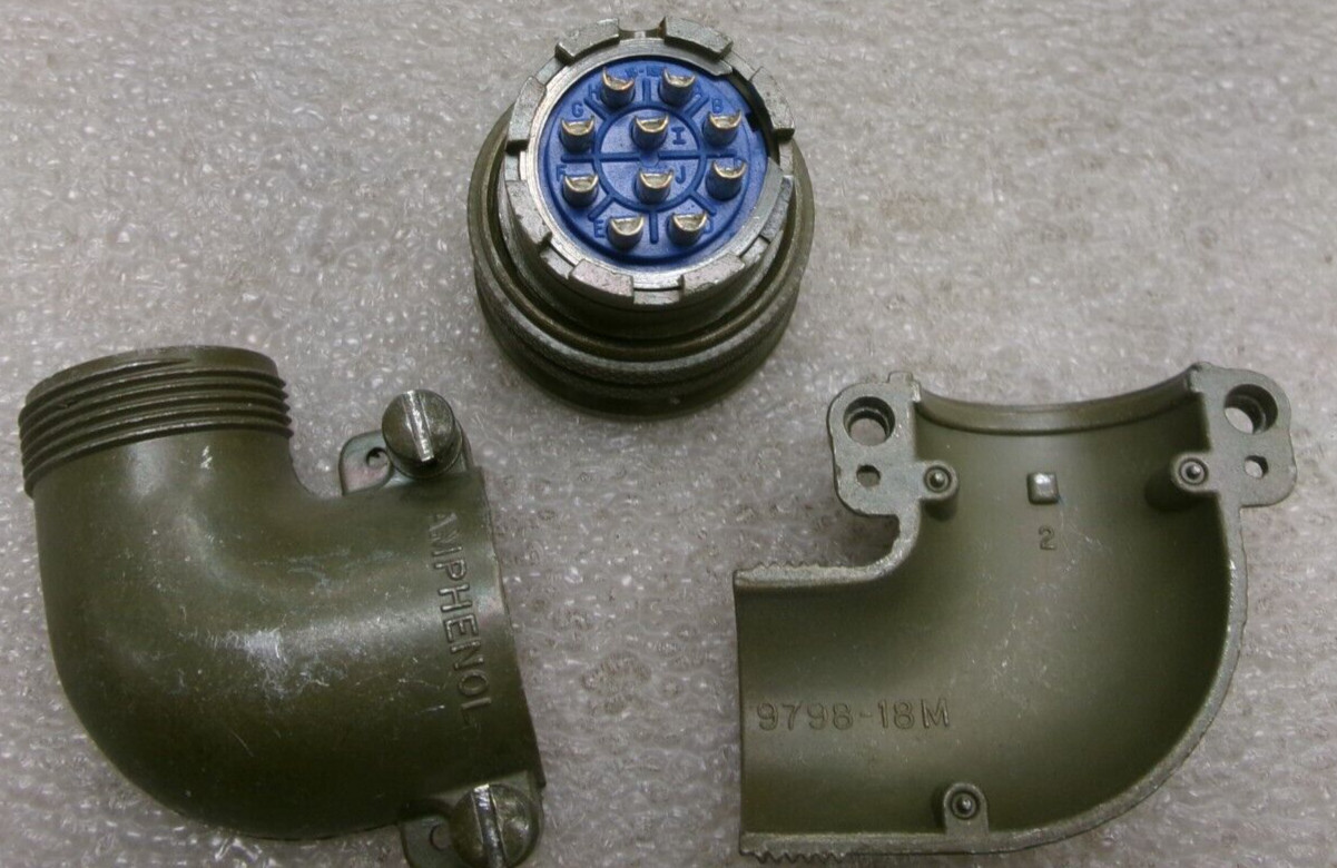 AMPHENOL 18-1S CIRCULAR CONNECTOR SOCKET 10-PIN w/ 90° Split Shell #289D