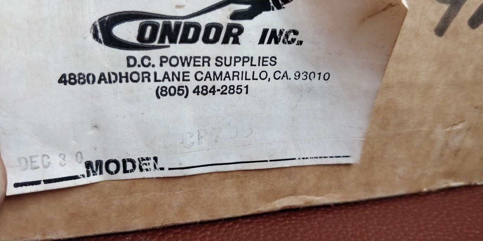 CONDOR FBB512 CP 703 ~ Outputs: 5V 2A + 12V 4A Input: 115V / 230V Power supply