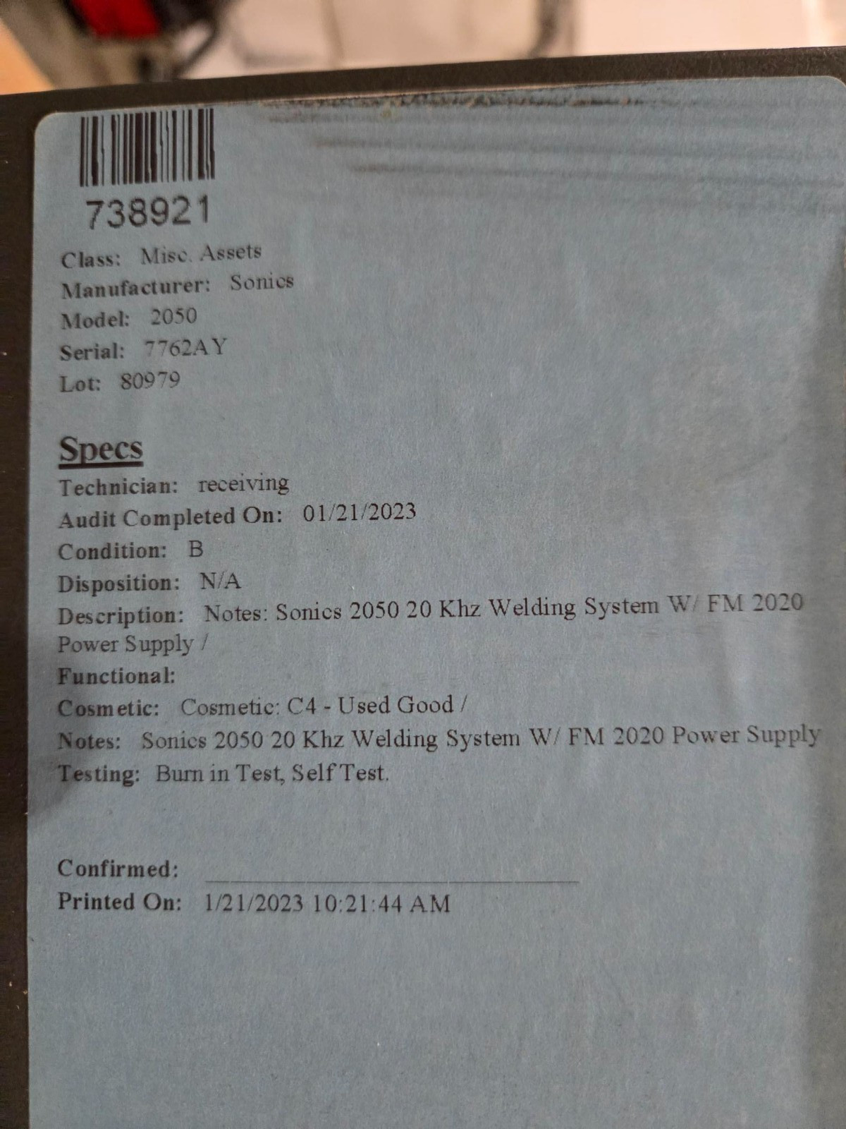 Sonic welding equipment 2050 20 khz GXE3500-20 power supply 3500 watts 230 volt