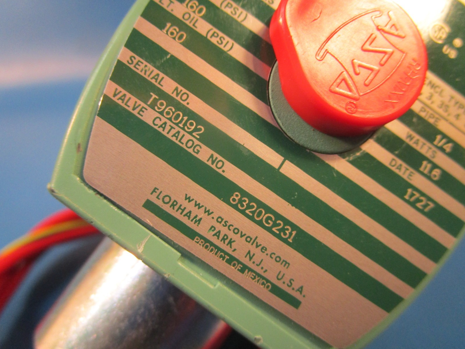 Asco 8320G013, Solenoid Valve: 3-Way, Normally Closed, 1/8 in Pipe Size, 110V AC
