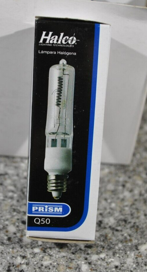 HALCO Q50CL/MC 130V (Box of 10), 50w Prism Q50 Clear Lamp Bulb NOS