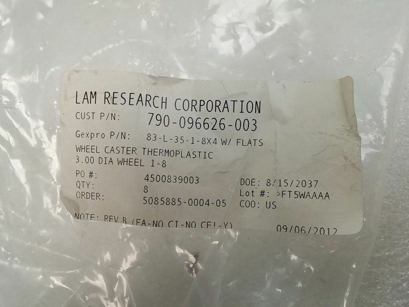 LAM Research 790-096626-003 Gexpro Thermoplastic Wheel Caster 3″diam, New