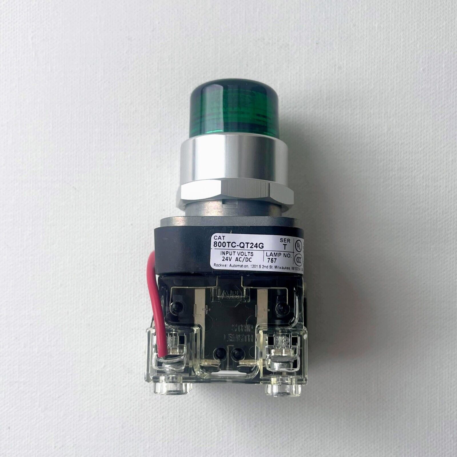 New! Allen Bradley 800TC-QT24G 30mm Pilot Light Green 24V AC/DC Free Shipping!