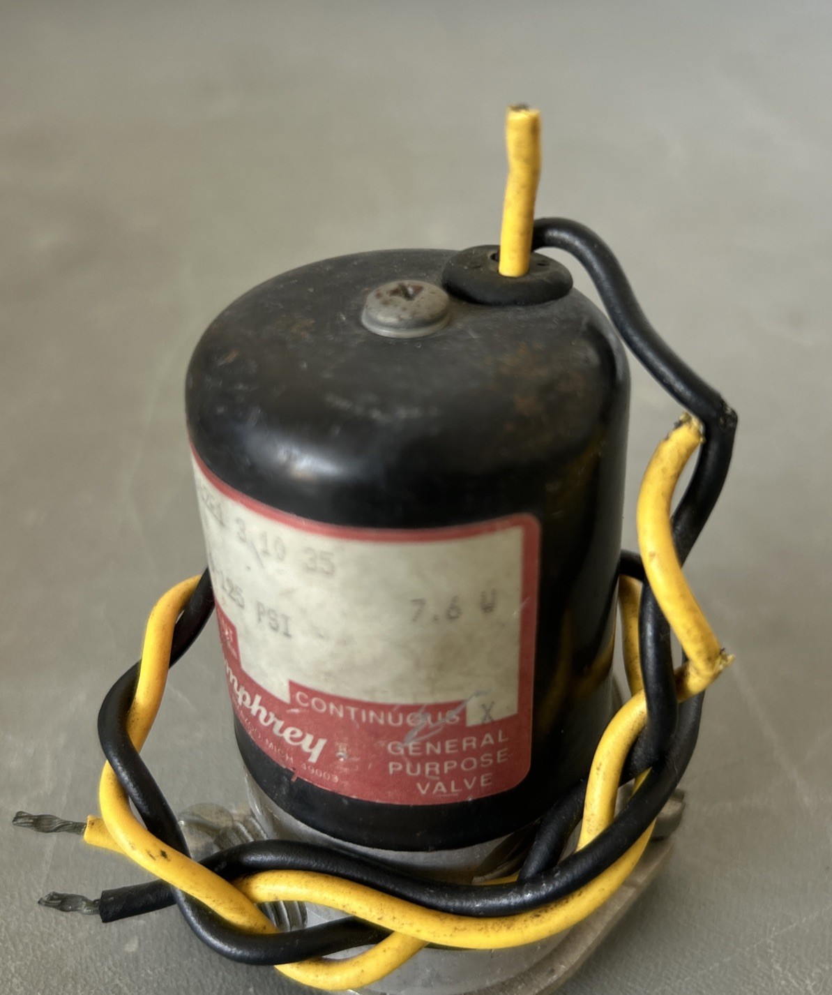Humphrey General Purpose, Valve T062E 1–3 – 10–35 7.6 W 0–1 25 – Psi , ￼
