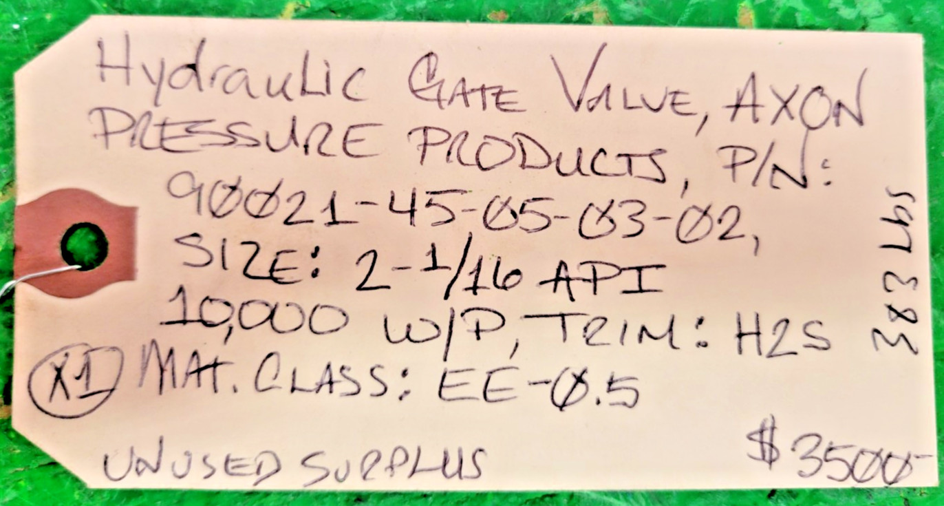 5️ AXON HYDRAULIC GATE VALVE 2-1/16 API 10000 WP PESSCO OFFERING 1 G102825-11 🗽