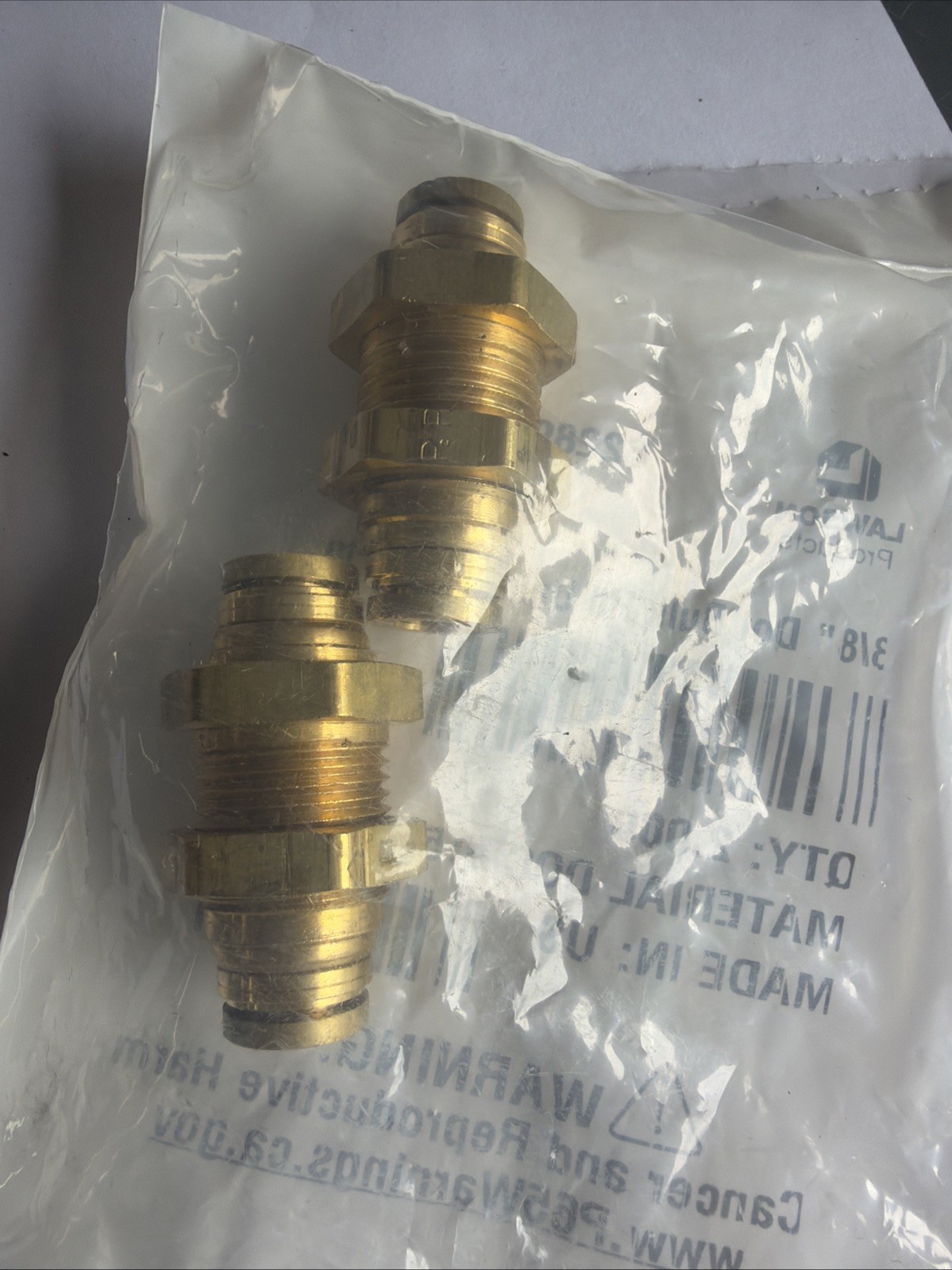 DOT bulkhead Union 3/8in Tube Push Lock 2-pack