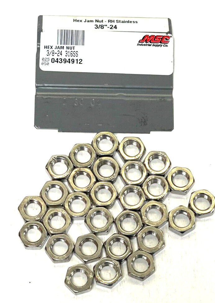 MSC 3/8-24 UNF ZINC PLATED STEEL RIGHT HAND HEX JAM NUT 04394912 *LOT OF 29 *