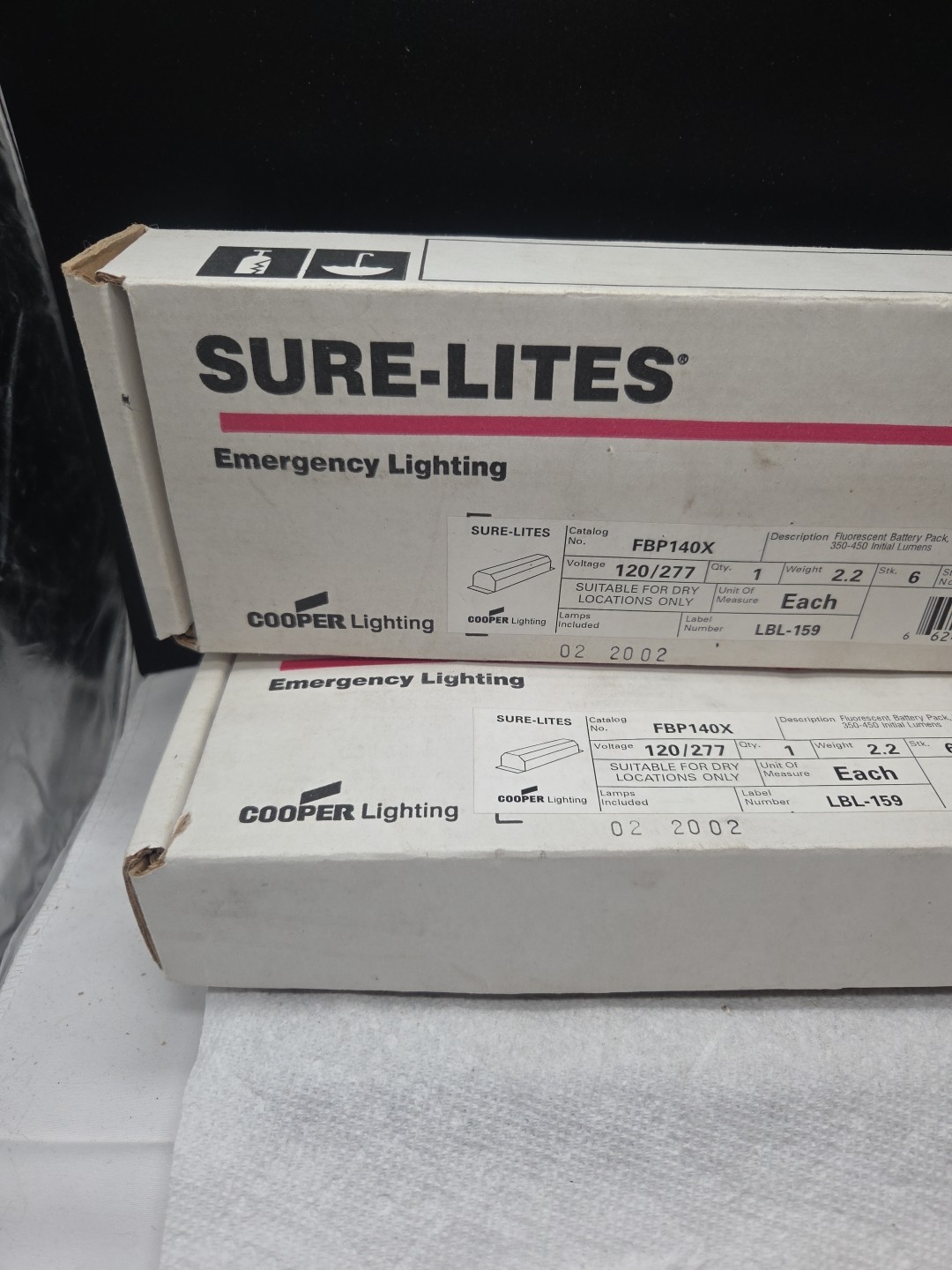 Cooper Lighting 2 FBP140X SURE-LITES Fluorescent Emergency Ballast 2 New Units.