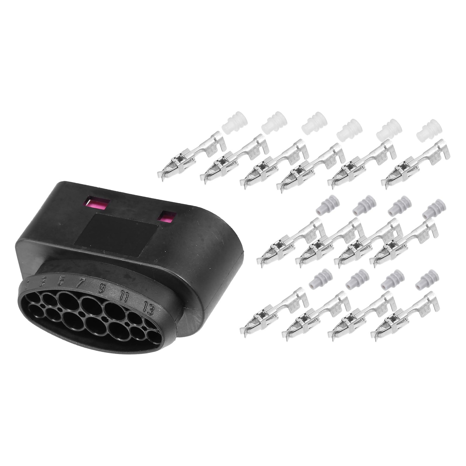 uxcell 1 Set No.1J0973737A Headlight 14 Pin Plug 1.85″x0.98″x1.26″, Black