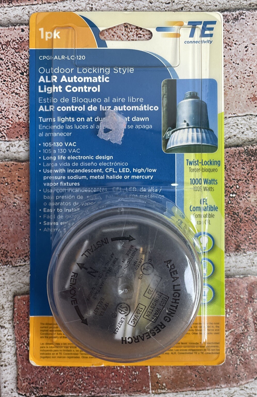 TE Connectivity ALR Automatic Light Control, Outdoor Locking Style CPGIALRLC-120