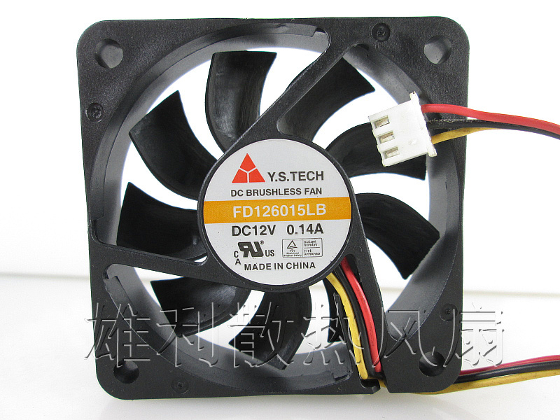 1 pcs Y.S.TECH Fan FD126015LB 6015 6CM DC 12V 0.14A 3 Pin