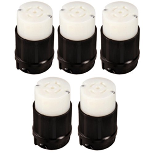 Grounding Locking Connector, 20A 120/208V AC, cUL Listed NEMA L21-20 (Pack of 5)