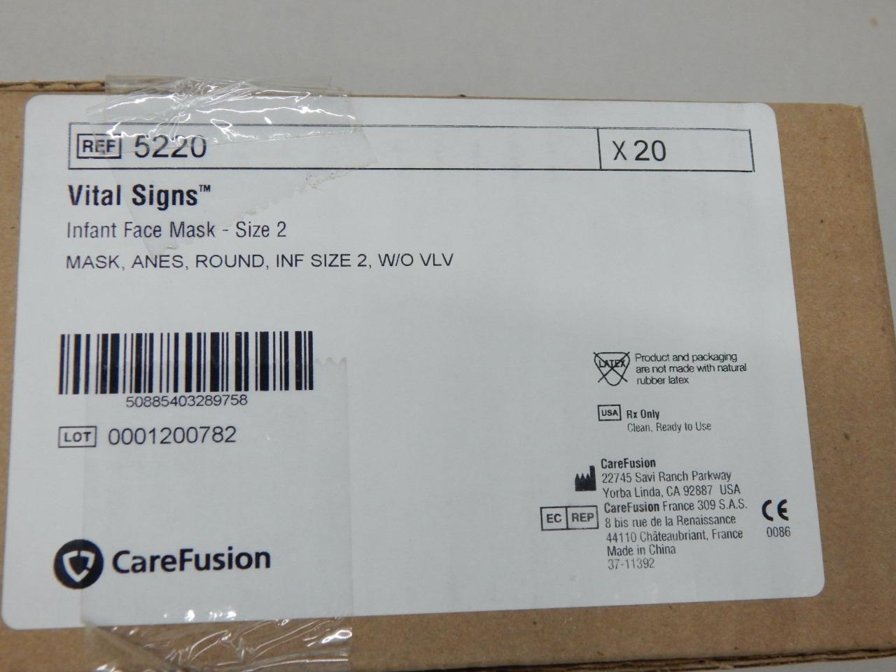 CareFusion 5220, Vital Signs, Infant Face Anesthesia Mask, Size 2 (Box of 20)